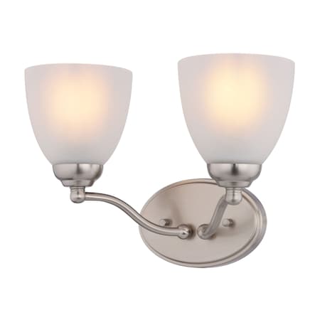 Vaxcel Bellwood 13.5 in 2-Light Traditional Nickel Bathroom Vanity Fixture, Glass Shade W0518