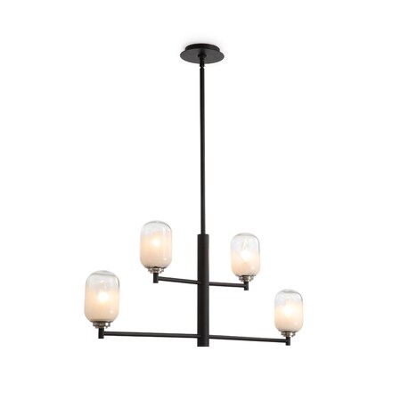 Vidalite Seren 4-Light Matte Black Pendant With Handmade Glass Shades, Modern Style Pendant Chandelier Light CE1013062