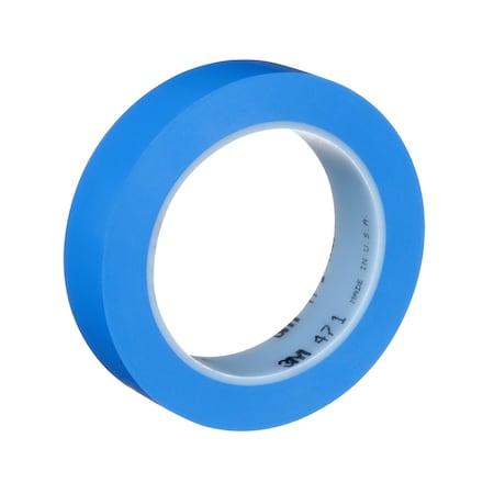 3M Floor Marking Tape, vinyl, No Legend, Blue, 1 in W., 5.2 mil Thickness 471