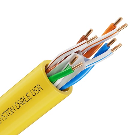 Syston Cable Technology Cat 6e Ethernet Cable Bulk, 50ft Yellow, 600MHz 23AWG Solid Bare Copper, CMR Riser-Rated for PoE Use BULK1258-50YL