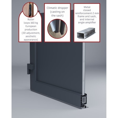 Vdomdoors Front Exterior Prehung FiberGlass Door Frosted Glass / Manux 8002 Grey Ash / Sidelight Exterior Win MANUX8002EXD-SS-W36+14 x H80-RH