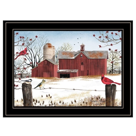 Homeroots Winter Friends 3 Black Framed Print Wall Art 404420