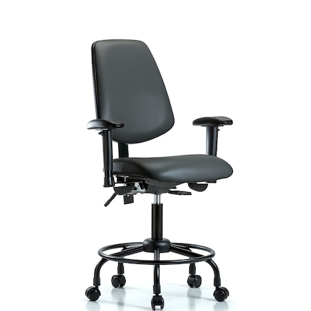 Blue Ridge Ergonomics Vinyl Chair, Vinyl, Adjustable Arms BR-VDHCH-MB-RT-T0-A1-RC-8823
