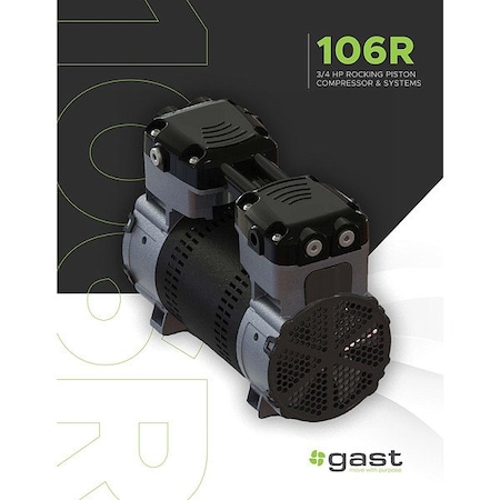 Gast Electric Air Compressor, 3/4 hp Output 106R650-101-N600X