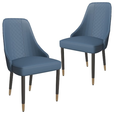 Leisuremod Allure Modern Dining Chair In Yale Blue Fabric and Oak Wood Legs, 2PK AC49BU2