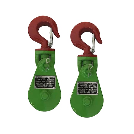 Mytee Products Snatch Block with Hook WLL 2 Ton 3in Sheave 3/8 Inch Wire Rope, 2PK SB3-2x2