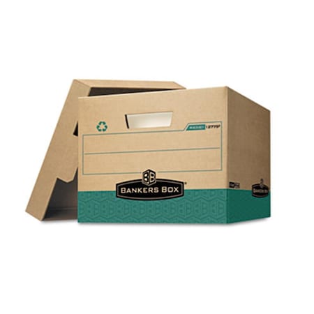 Fellowes R-Kive Storage Box Letter/Legal Locking Lift-off Lid Kraft/Green, 12PK 12775