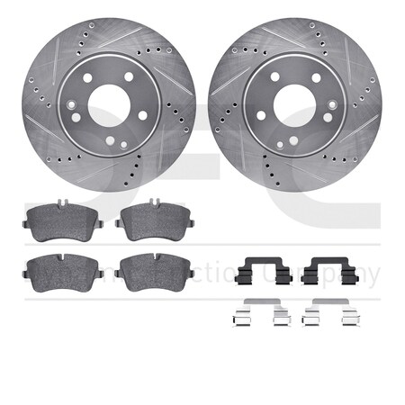 Dynamic Friction Co DFC Rotors-Drilled & Slotted-Silver w/ EURO 5000 Ceramic Brake Pads Incl Hdw 7612-63060