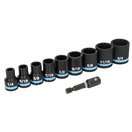 Spyder 10pc 3/8in Drive Standard Impact Socket Set, SAE 19702