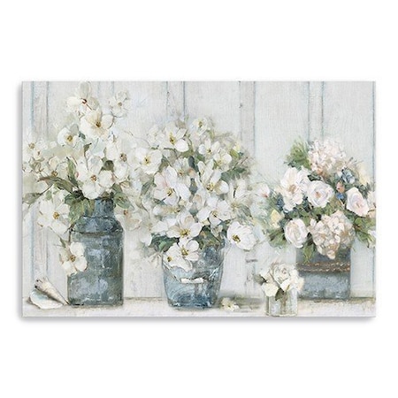 Homeroots 24" x 16" Watercolor Soft Pastel Bouquet Trio Canvas Wall Art 398911