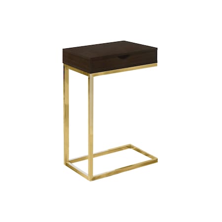 Homeroots 10.25" X 15.75" X 24.5" Cappuccino Finish And Gold Laminated Drawer Accent Table 333113