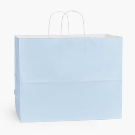 Nashville Wraps Light Blue White Kraft Shopping Bags, Vogue 16x6x12, 25PK LBMVW