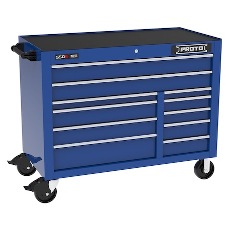 Proto 550 Series Rolling Tool Cabinet, 11 Drawer, Blue, 50 in W x 25-1/4 in D x 41 in H J555041B-11BL