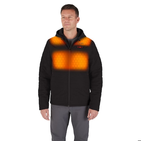 Milwaukee M12 12V Mens Heated Axis Hooded Jacket with Battery, Black, Size XL - M102B-21XL