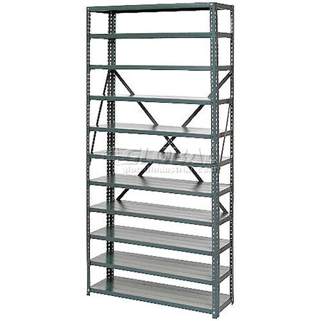 Global Industrial 11 Shelf, Open Steel Shelving, 36"W x 12"D x 73"H, Starter, 20 GA, Gray 239602