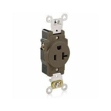 Leviton Straight Blade Receptacle, 5-20R, 20 A, 125V AC, 2 Pole, 3 Wire, Flush Mount, Single, Brown 5361