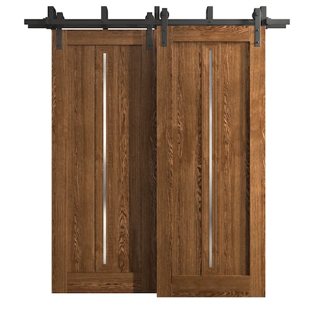 Sartodoors Sliding Closet Barn Bypass Doors 84 x 84 inches, Ego 5014 Cognac Oak Veneer, Modern 8ft Rails Hard EGO5014BBB-DKO-8484