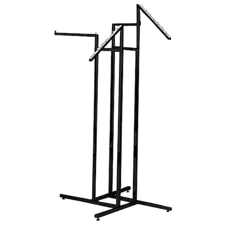 Store Supply Warehouse 4-Way Chrome Accent Clothing Rack with 2 Straight Arms and 2 Slant Arms 60330