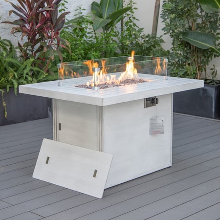 Leisuremod Chelsea Patio Modern Aluminum Propane Fire Pit Table, Weathered Grey CF44G-WGR