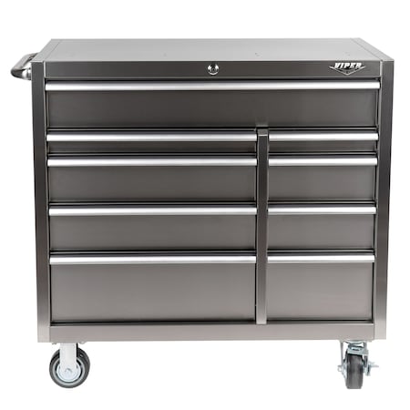 Viper Tool Storage 41-Inch 9-Drawer Rolling Tool Cabinet, Stainless Steel V412409SSR
