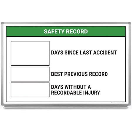 Creative Safety Supply Safety Record, Days Since Last Accident Whiteboard, 60in x 40in WB10092-60
