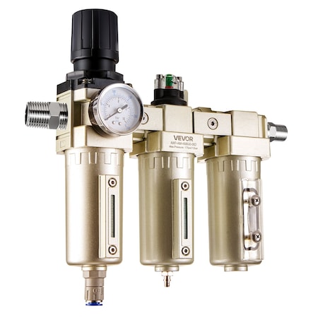 Vevor Air Compressor Filter Regulator 3/4 in NPT 3-Stage Drying System Auto Drain AWF+AM+AMK40-06D