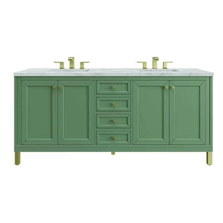 James Martin Vanities Chicago 72 in. Double Vanity, Smokey Celadon, w/ 3 CM Victorian Silver Silestone Top 503-V72-SC-3VSL