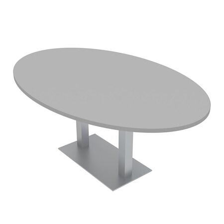 Skutchi Designs Oval Conference Table With Power Unit, 48 in W, 84 in L, Grey HAR-OVL-48X84-DOU-U779-NA