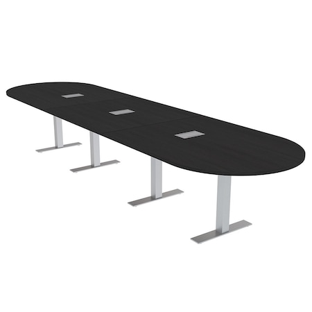 Skutchi Designs 16ft Conference Table With Power Unit | 16 Person Modular Racetrack Meeting Table | Harmony Series HAR-RAC-48X192-T-U999ST19-ESIL