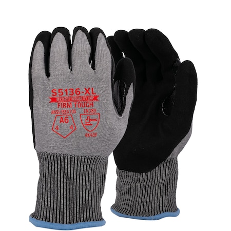 Firm Touch ANSI Cut A6, ABR 4, PUN 4, Sandy Coat, Standard 15G 2XL, 12PK S5136 2XL