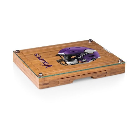 Picnic Time Family Of Brands NFL Minnesota Vikings - Concerto Glass Top Cheese Cutting Board & Tools Set 919-00-505-184-2