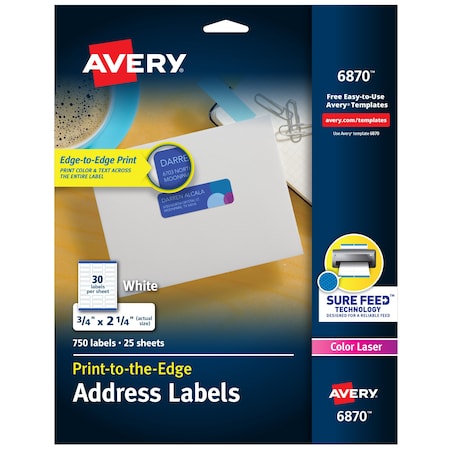 Avery Address Labels with Sure Feed for, PK750 6870