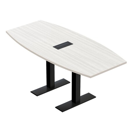 Skutchi Designs 6ft Boat Conference Table With Power | Harmony Series | 6 Person Meeting Room Table HAR-BOT-36X72-T.BK-WA7976-EBLK