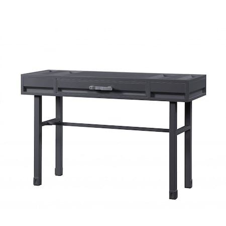 Homeroots 47" Gunmetal Iron And Wood Vanity Table 491380