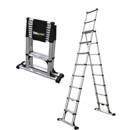 Telesteps Stepladder, 10 Steps, 9.7 ft H, Silver 14ES