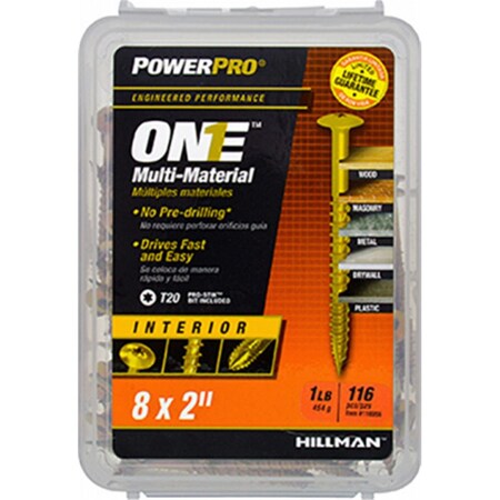 Hillman 8 x 2 in. Interior Wafer Head One Screw - Yellow Zinc, 116PK 240693