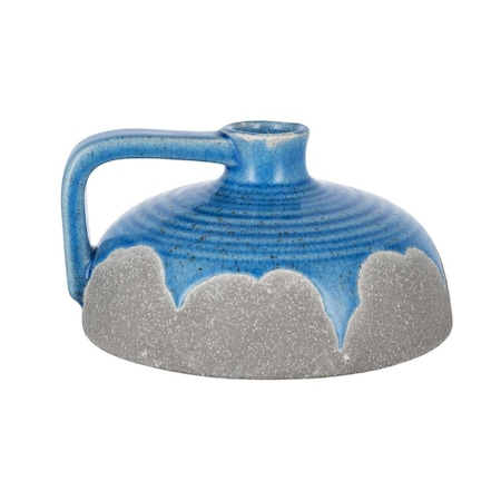 Homeroots 4" Blue And Gray Ceramic Bud Jug Vase 574359