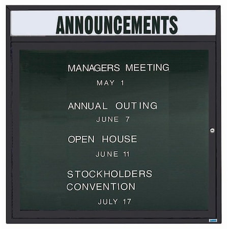 Aarco Illuminated Outdoor Enclosed Directory w/ Al Frame Header, Powder Coated White, 36''Hx36''W OADC3636HIW
