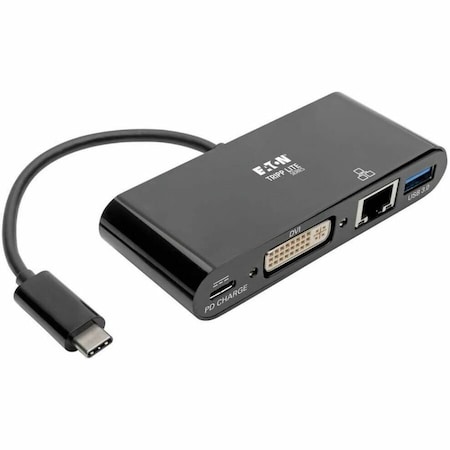 Tripp Lite USB C TO DVI EXTERNAL VIDEO ADAPTER WITH USB-A HUB, USB-C PD CHARGING & GIGABIT U444-06N-DGUB-C