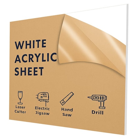 Falken Design White High Translucent Acrylic Sheet 48in x 96in x 3/8in - Light Diffusion, LED Displays AC-White-2447-3/8-4896