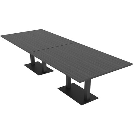 Skutchi Designs Rectangle Conference Table With Power, 48 in W, 120 in L, Grey HAR-REC-48X120-DOU.BK-WA7949-NA