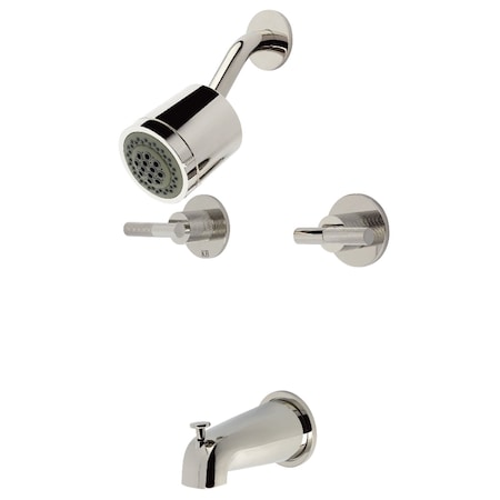 Kingston Brass Double-Handle Tub and Shower Faucet with Knurled Handle, Polished Nickel KBX8146KNL