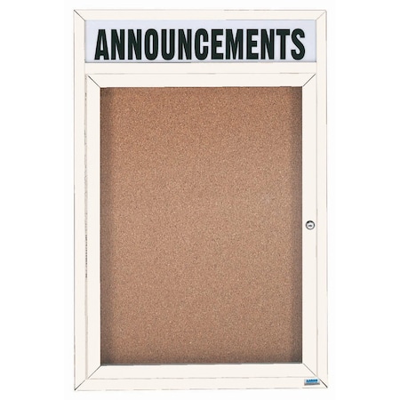 Aarco Enclosed Bulletin Board w/ Header White Powder Coated Al Frame, 48''Hx36''W DCC4836RHW