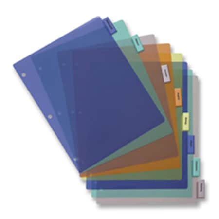 Business Source Poly Index Dividers- Inserts- 8-.50in.x11in.- 8-Tab- Multi BSN32371