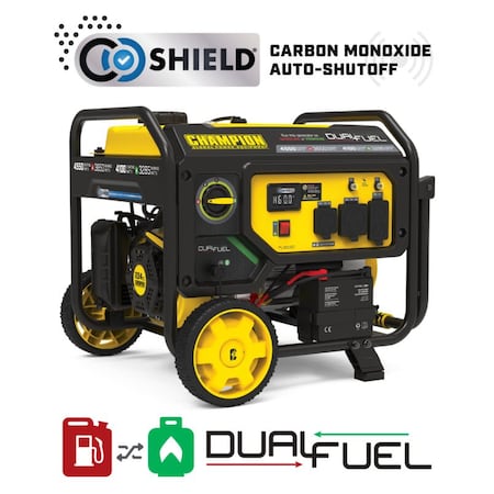 Champion Power Equipment Portable Generator, Gasoline/Propane, Electric, Recoil Start, 120V AC 201504