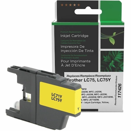 Cig Clover Imaging Non-OEM New High Yield Yellow Ink Cartridge for Brother LC71/LC75 117426