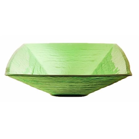 H2H SAUNA Green Square Frosted Glass Vessel Sink  18.25 Inches Wide  Green H2858419
