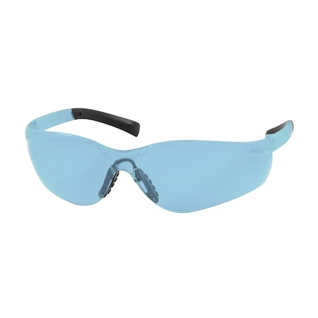 Bouton Optical Rimless Safety Glasses with Light Blue Temple, Light Blue Lens and Anti-Scratch Coating 250-08-5503