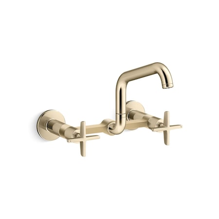 Kohler Billet Two-hole wall-mount bridge kitchen sink faucet 28666-3-AF