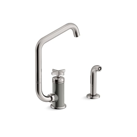 Kohler Billet Single-handle bar sink faucet with two-function extended-reach spout and side sprayer 28667-3-TT
